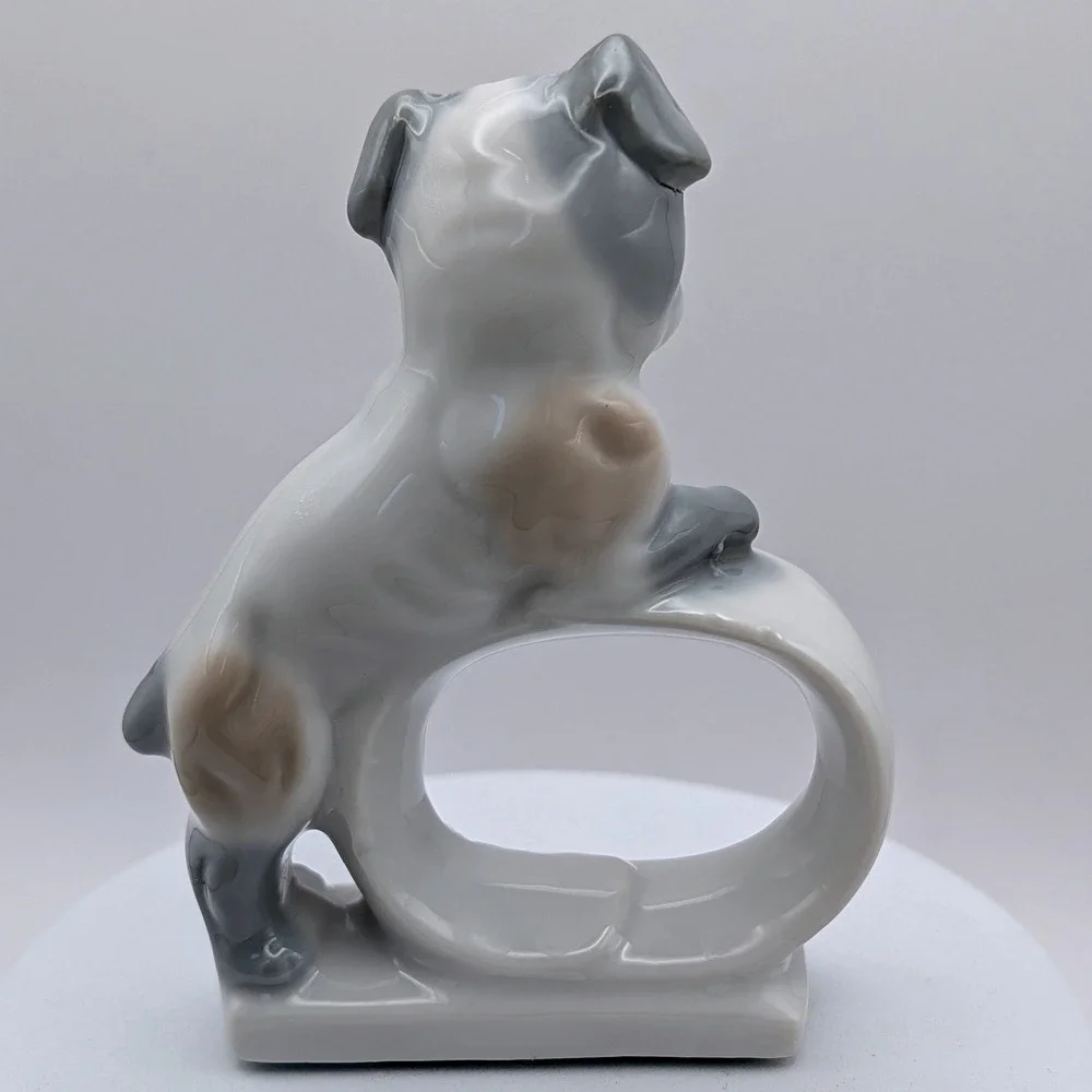 Vintage Takahashi San Francisco Porcelain Bulldog Napkin Rings Set of 4 Japan
